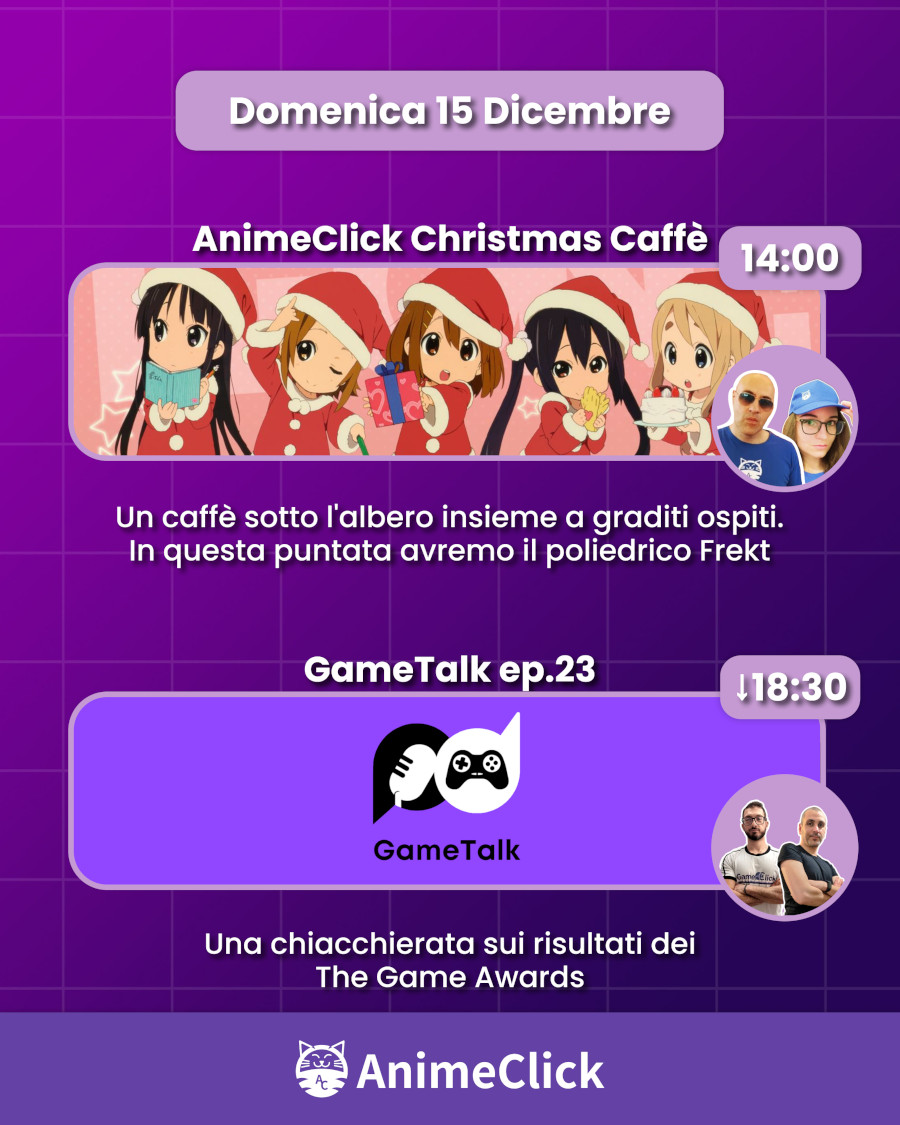 AnimeClick su Twitch: programma dal 9 al 15 dicembre AnimeClick su Twitch: programma dal 9 al 15 dicembre